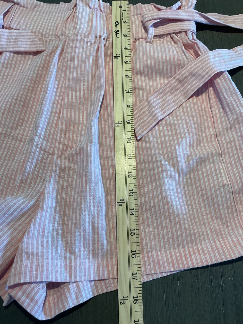 NWT GB Pink Striped Linen Blend Paperbag Shorts Size L - Picture 9 of 10